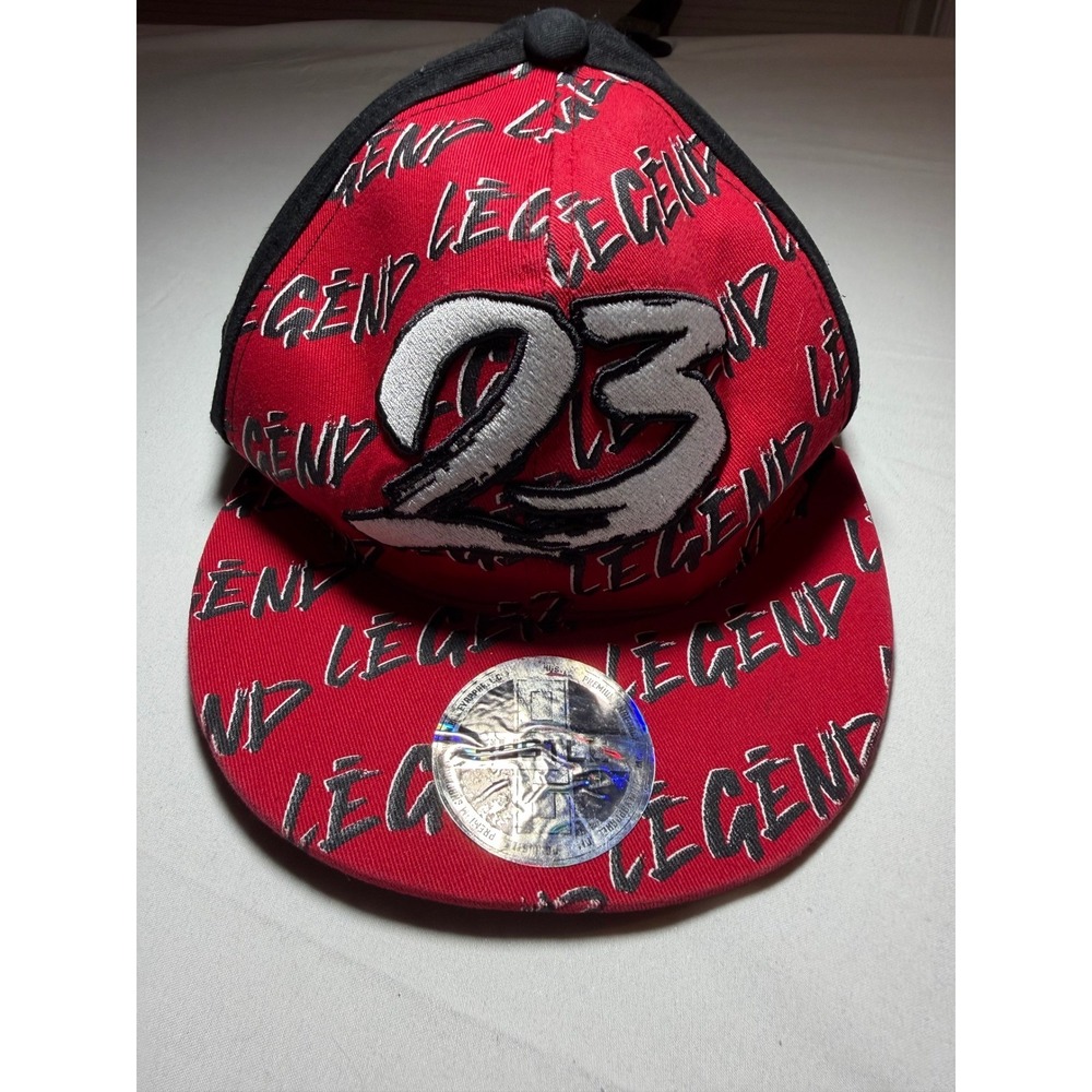 OG Hustle Legend 23 Snapback Hat Red Black All Over Print Flat Brim Cap Mens
